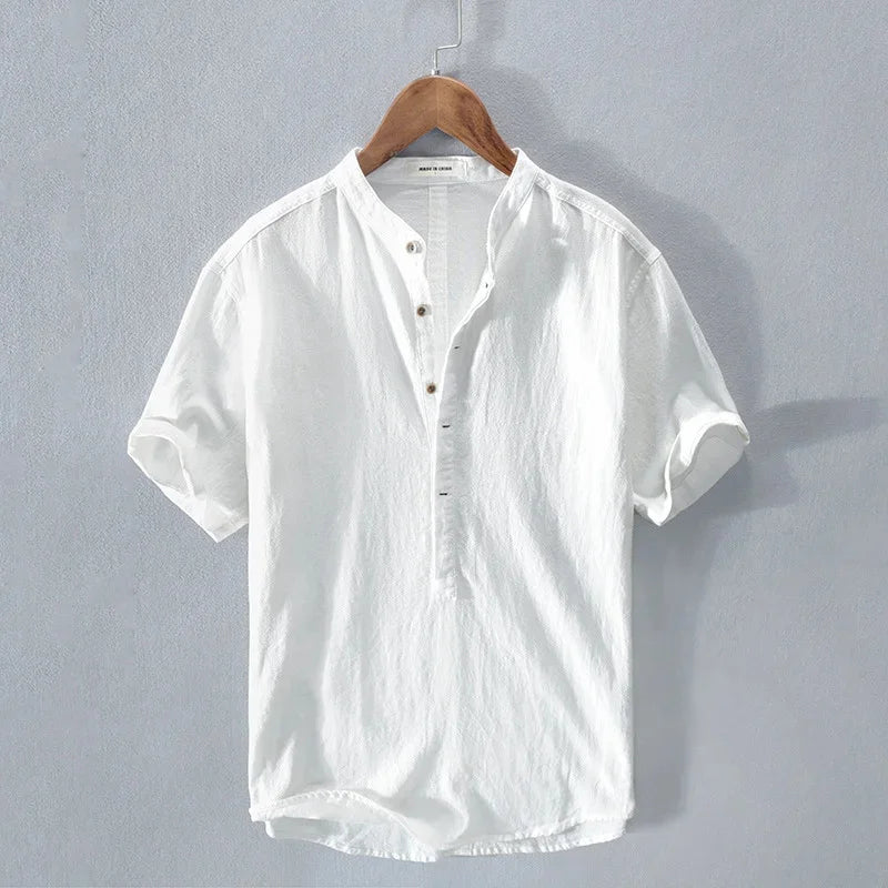 Linen shirt 100% Hawaiian casual vacation men's summer shirt outdoor