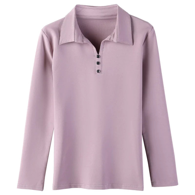 Spring and Autumn Long Sleeve Women's T-shirt Polo Bottom Shirt