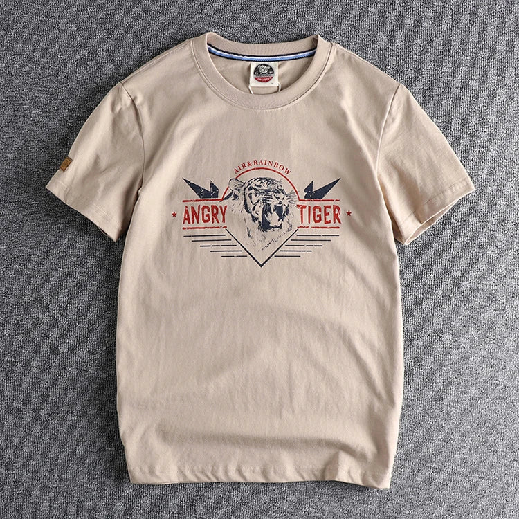 Summer New American Retro Short-sleeved O-neck Eagle Printed T-shirt