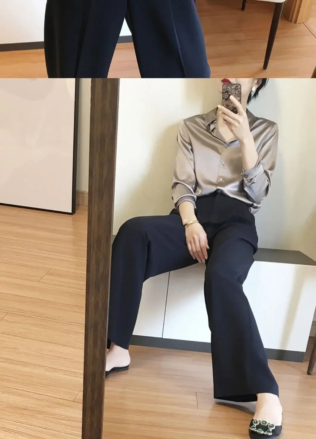 Silk Brown Clothes Wear To Work Office Outfits Long Sleeve Purple Spring