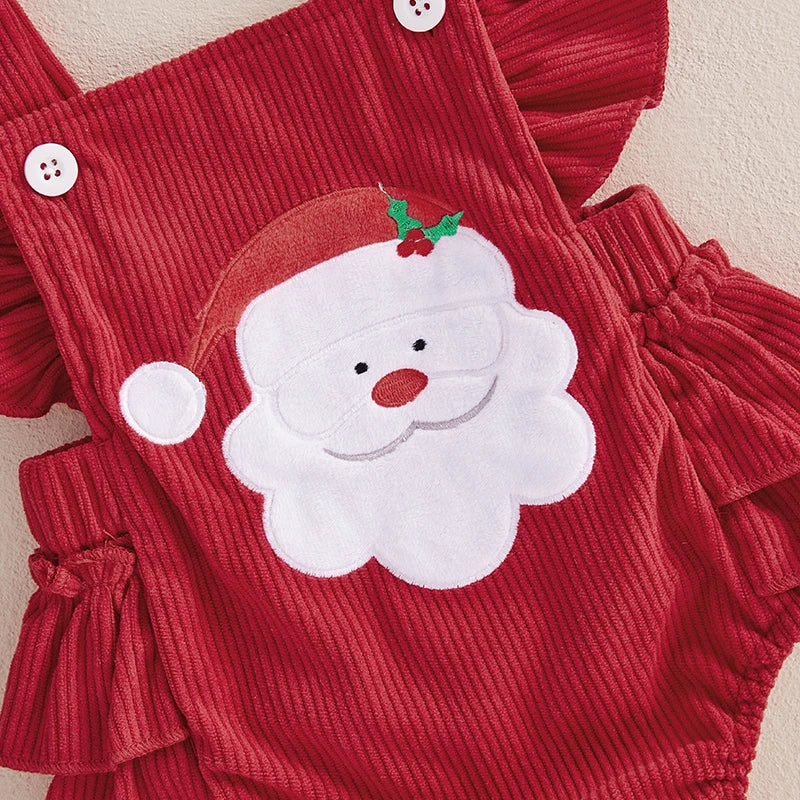 Baby Clothing Girl Overalls Romper Christmas Tree/Santa Embroidered Square