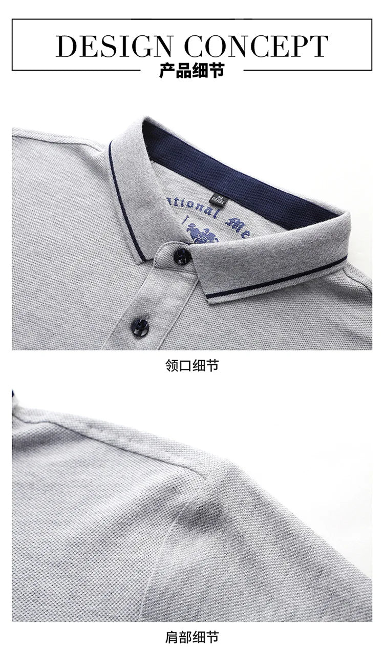 2024 Summer New Men's Embroidered Polo Collar 100% Cotton Short