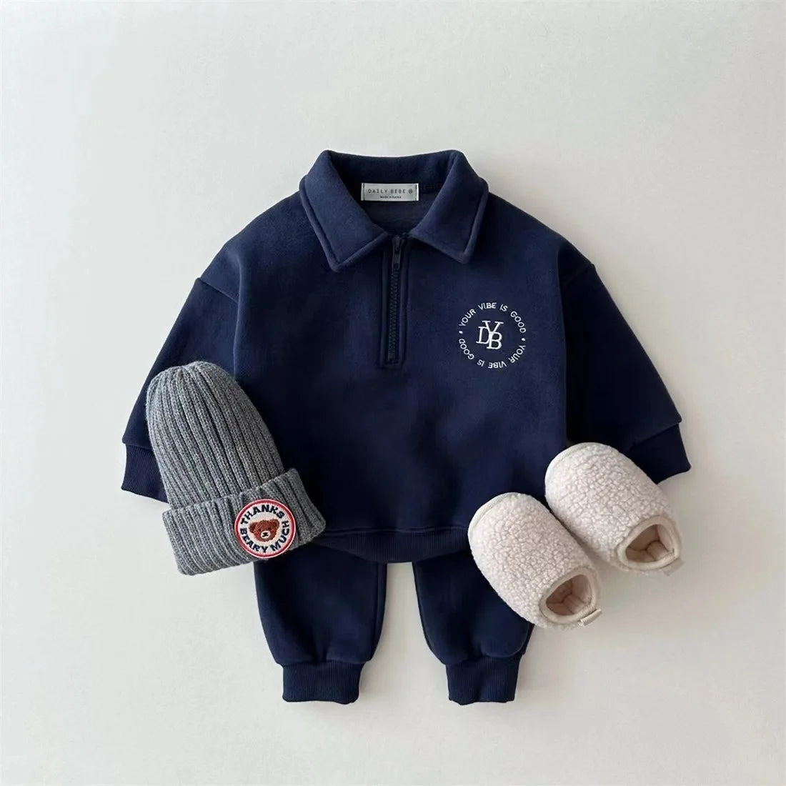 2024 Winter New Baby Long Sleeve Warm Clothes Set Infant Boy