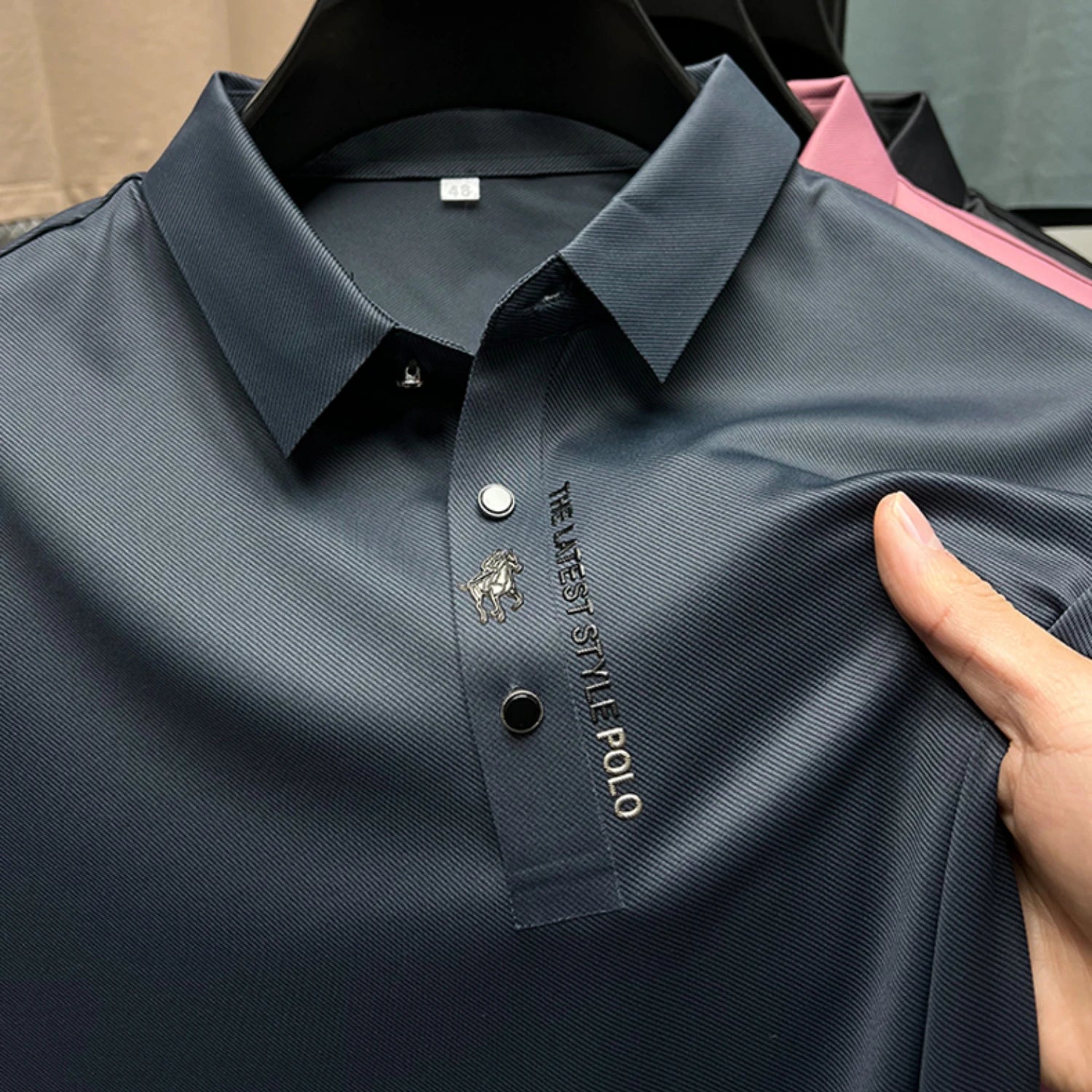 Ice Silk Embroidered Polo Shirt 2023 New Autumn/summer Polo Neck