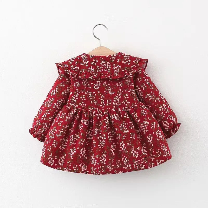 Newborn Baby Girls Dress Toddler Clothes Long Sleeve Floral Bow Dresses