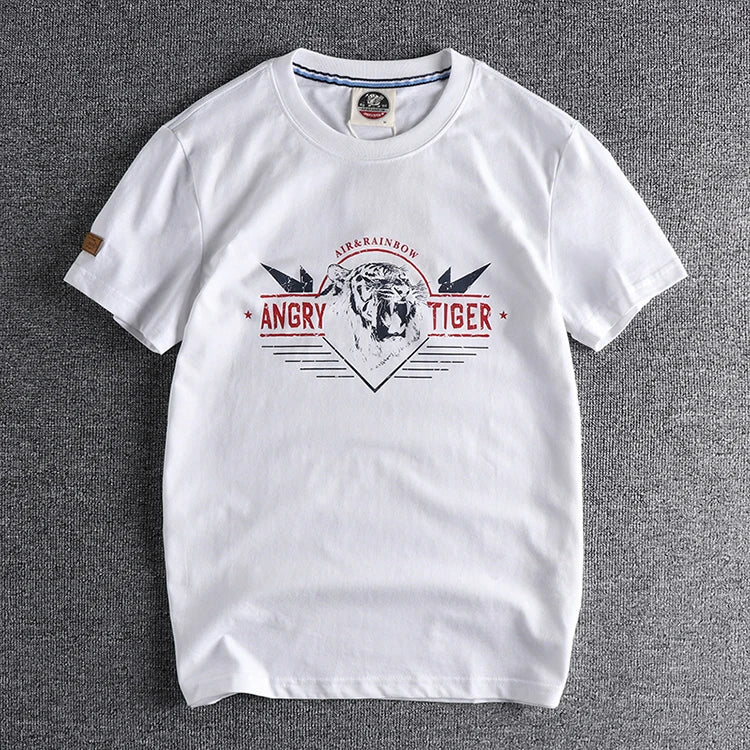 Summer New American Retro Short-sleeved O-neck Eagle Printed T-shirt