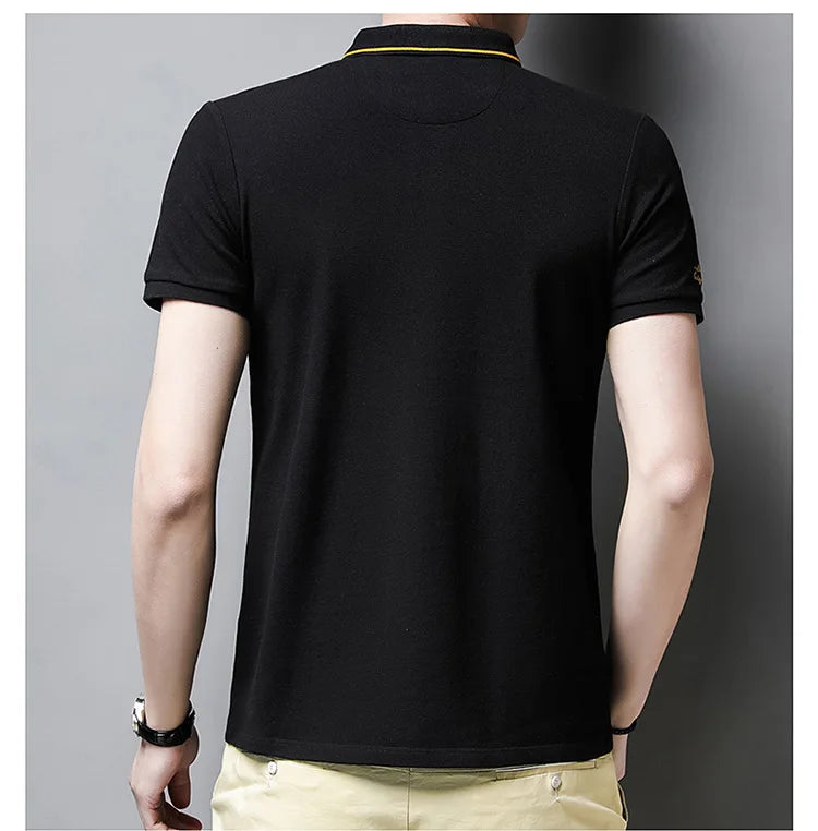 2024 Summer New Men's Embroidered Polo Collar 100% Cotton Short