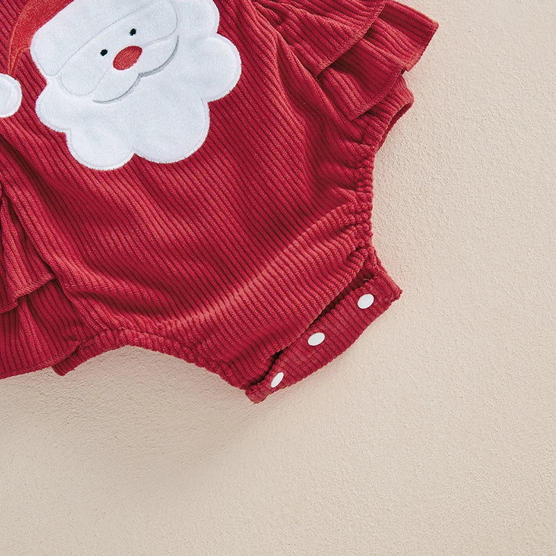 Baby Clothing Girl Overalls Romper Christmas Tree/Santa Embroidered Square